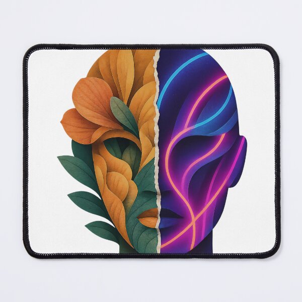 Item preview, Dual Nature & Neon Face – Split Botanical Portrait Art designed and sold by Creative88Art.