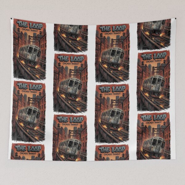 Item preview, The Loop - Chicago "L" Train Comic Book Style Poster designed and sold by Digital Dreams Arts.