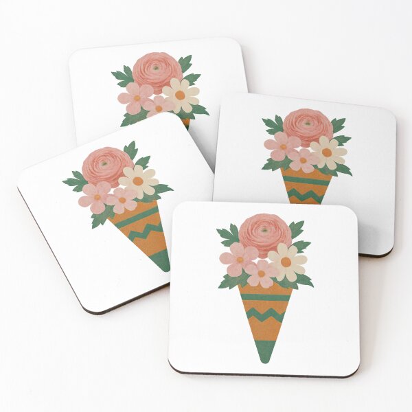 Item preview, Folk Art Flower Cone – Charming Floral Bouquet Illustration designed and sold by Creative88Art.