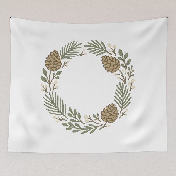 Item preview, Pinecone Wreath Badge – Rustic Winter Botanical Illustration designed and sold by Fernova.
