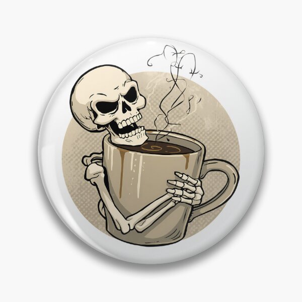 Item preview, Skeleton in Love with Coffee – Funny Gothic Illustration designed and sold by Caffeinated Skeletons.