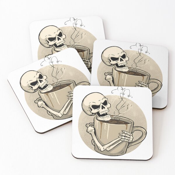 Item preview, Skeleton in Love with Coffee – Funny Gothic Illustration designed and sold by Caffeinated Skeletons.
