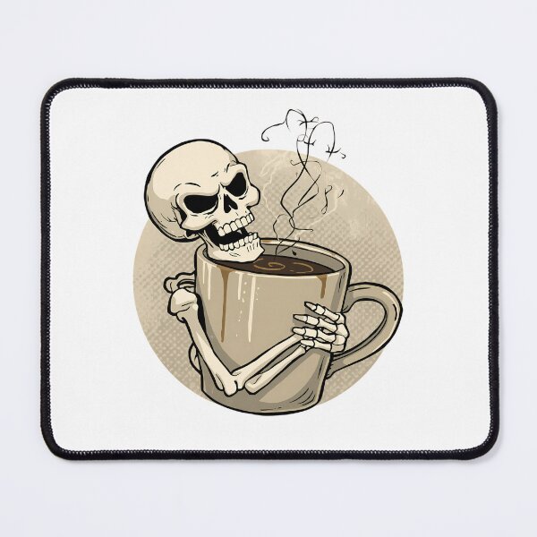 Item preview, Skeleton in Love with Coffee – Funny Gothic Illustration designed and sold by Caffeinated Skeletons.