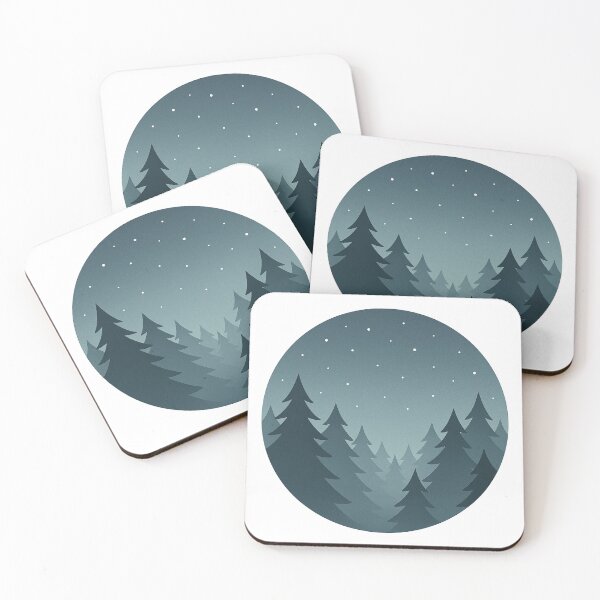 Item preview, Night Pine Forest – Minimal Starry Sky Landscape designed and sold by Fernova.