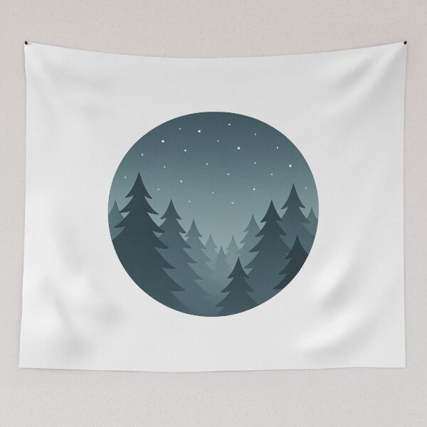 Item preview, Night Pine Forest – Minimal Starry Sky Landscape designed and sold by Fernova.
