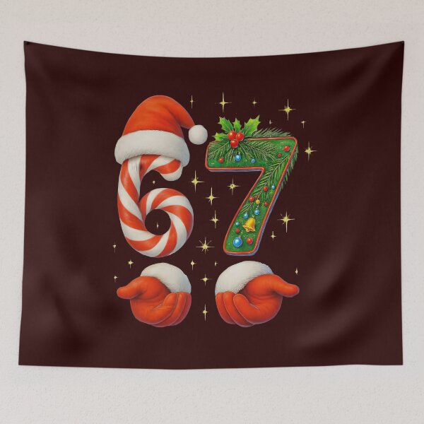 Item preview, Funny Christmas 67 Design – Candy Cane & Santa Hands – Holiday Festive Tee for Gen Alpha designed and sold by KamalaDesign.
