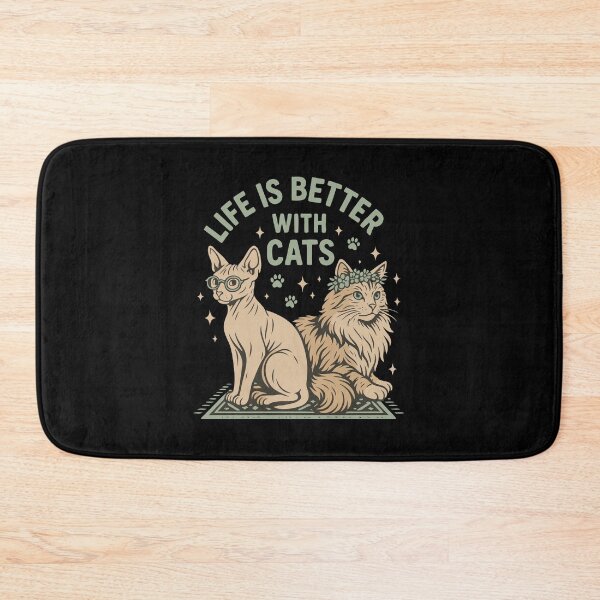 Item preview, Life Is Better With Cats Sitting Pair – Calm Home Cat Art designed and sold by WhiskerlyGfx.