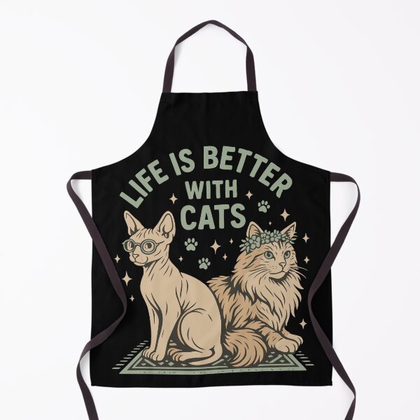 Item preview, Life Is Better With Cats Sitting Pair – Calm Home Cat Art designed and sold by WhiskerlyGfx.