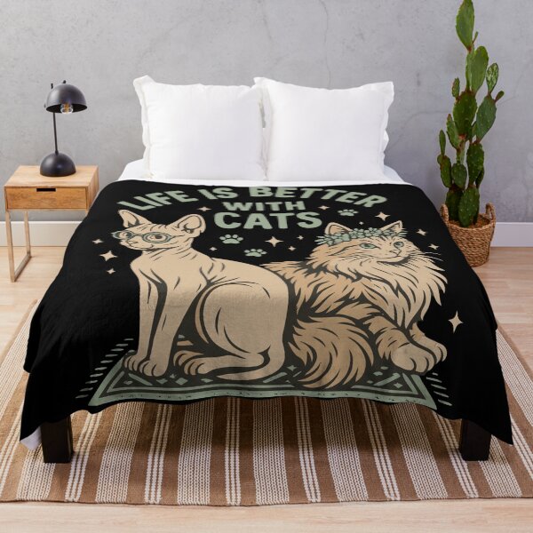 Item preview, Life Is Better With Cats Sitting Pair – Calm Home Cat Art designed and sold by WhiskerlyGfx.