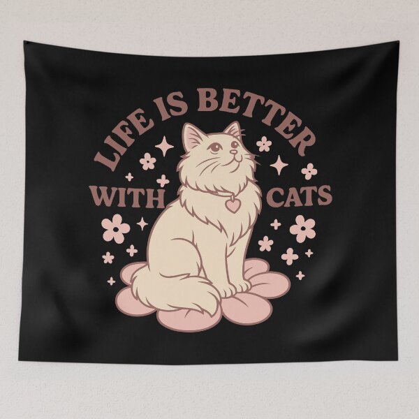 Item preview, Life Is Better With Cats Royal Cat – Elegant Sitting Kitty designed and sold by WhiskerlyGfx.