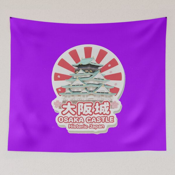 Item preview,  Osaka Castle 3D Cute Label – Historic Japan Castle with Rising Sun Flag   designed and sold by PaintMeWorld.