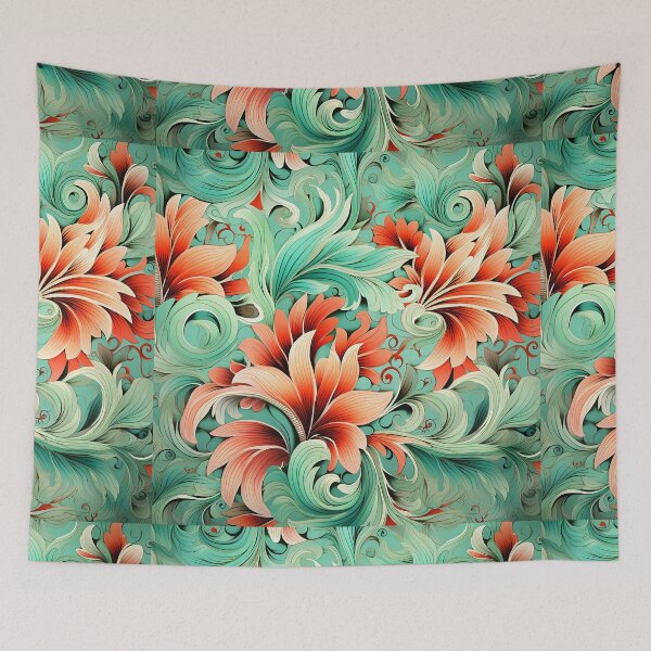 Item preview, Beautiful Green Floral Pattern - Retro Floral Nature- Floral designed and sold by RoyalStarsPatts.