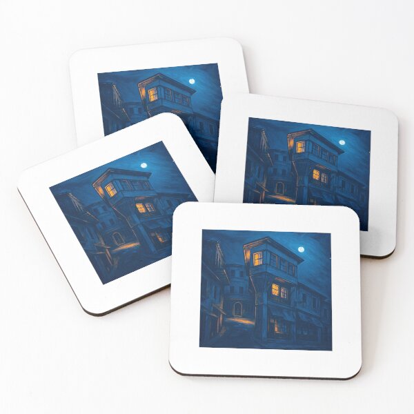 Item preview, Gjirokastra bazar noir illustration - Albania designed and sold by INTRIGUEprints.