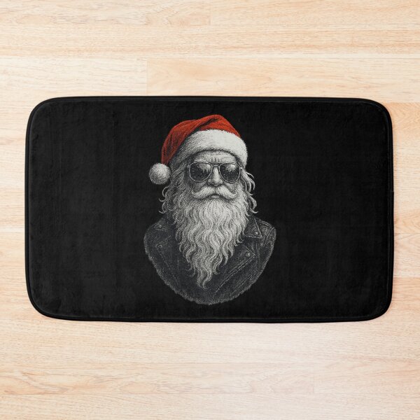 Item preview, Badass Santa Claus Illustration – Cool Biker Santa with Sunglasses & Leather Jacket | Rock ’n’ Roll Christmas Art designed and sold by BrainBubbleArt.
