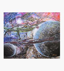 Mars and His two moons, Phobos and Deimos, abstract painting Photographic Print