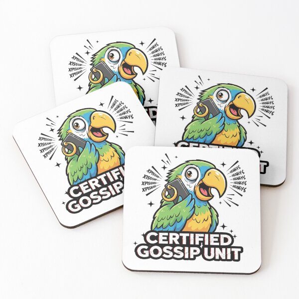 Item preview, Certified Gossip Unit – Funny Parrot Meme Sticker designed and sold by ZYNORAworld.