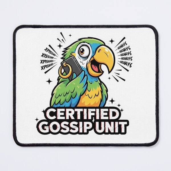 Item preview, Certified Gossip Unit – Funny Parrot Meme Sticker designed and sold by ZYNORAworld.