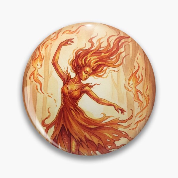 Item preview, Fire Fairy Radiant Ember creature of folklore watercolor artwork illustration designed and sold by Vintage Designs +.