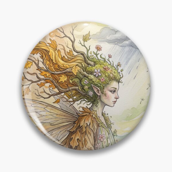 Item preview, Seasonal Transition Fae creature of folklore watercolor artwork illustration designed and sold by Vintage Designs +.
