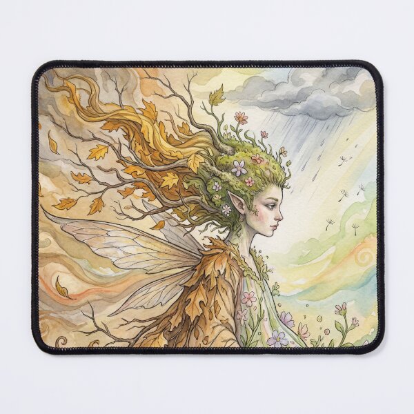 Item preview, Seasonal Transition Fae creature of folklore watercolor artwork illustration designed and sold by Vintage Designs +.