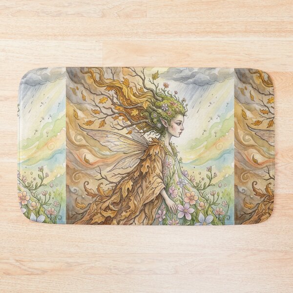 Item preview, Seasonal Transition Fae creature of folklore watercolor artwork illustration designed and sold by Vintage Designs +.