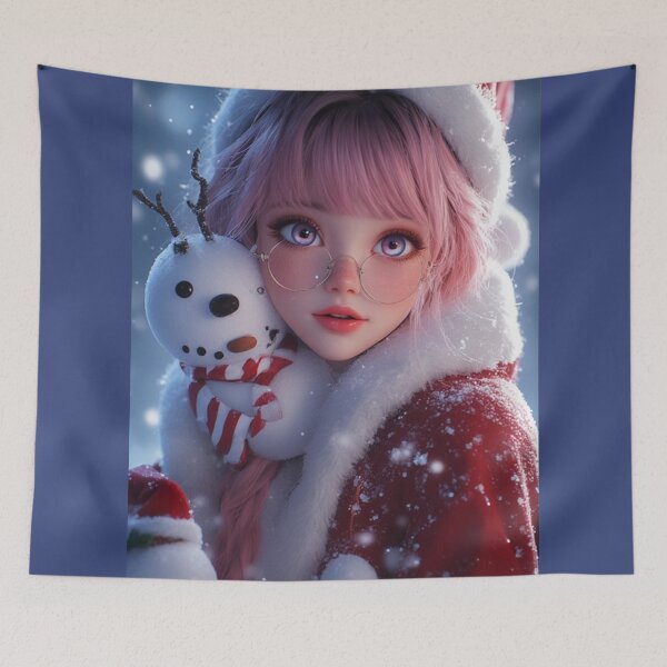 Item preview, Christmas girl with a peculiar snowman designed and sold by ArtsJulian.