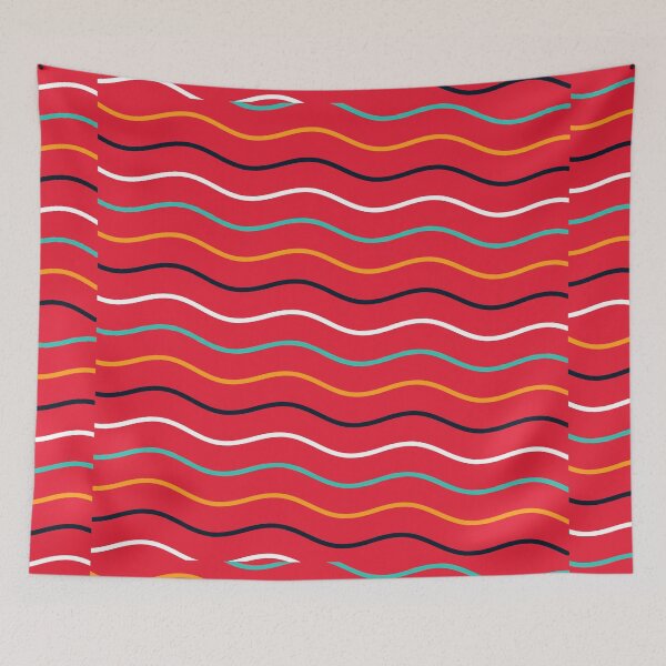 Item preview, Beautiful Red Wavy Line Stripes Pattern - Cute Abstract Geometric designed and sold by RoyalStarsPatts.