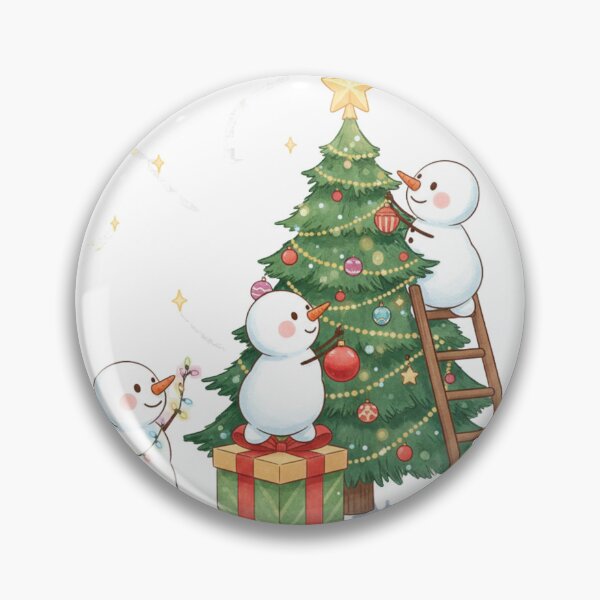 Item preview, Cute Snowmen Decorating Christmas Tree – Holiday Sticker Design designed and sold by ZYNORAworld.