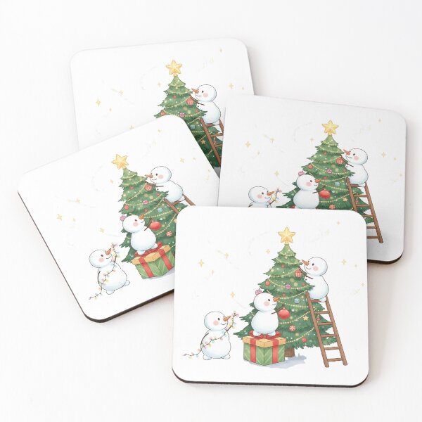 Item preview, Cute Snowmen Decorating Christmas Tree – Holiday Sticker Design designed and sold by ZYNORAworld.