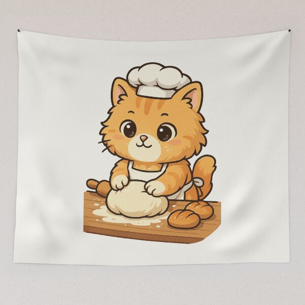 Item preview, Cute Baker Cat | Kneading Dough Kitten designed and sold by HoopeStylee.