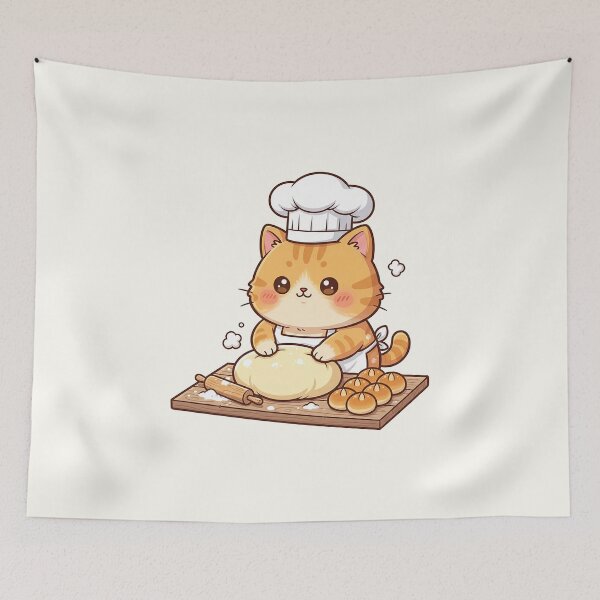 Item preview, Cute Baker Cat | Kneading Dough Kitten designed and sold by HoopeStylee.