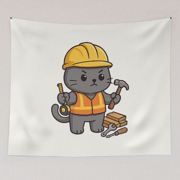 Item preview, Cute Builder Cat | Hard Hat Constructor Kitten designed and sold by HoopeStylee.