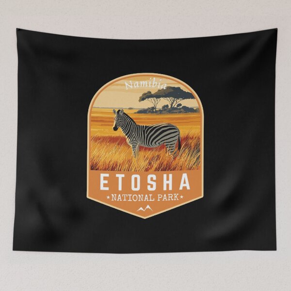 Item preview, Etosha National Park in Namibia, Retro Travel Art Emblem designed and sold by MaateoDesign.