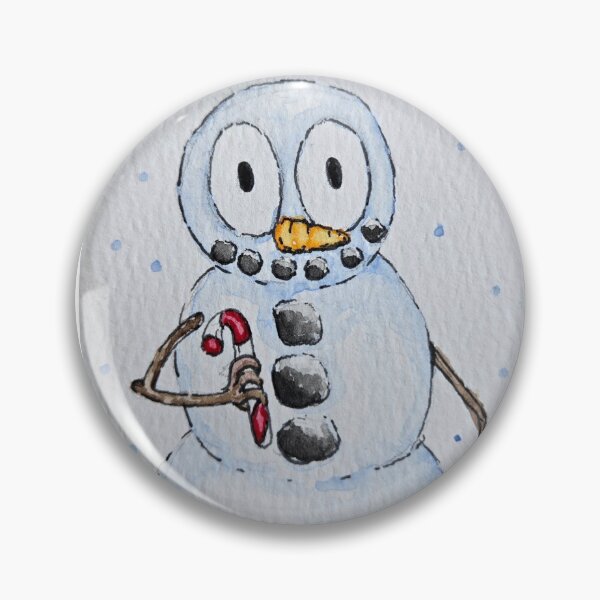 Item preview, Big eyed snowman watercolor designed and sold by HiddenHollowArt.