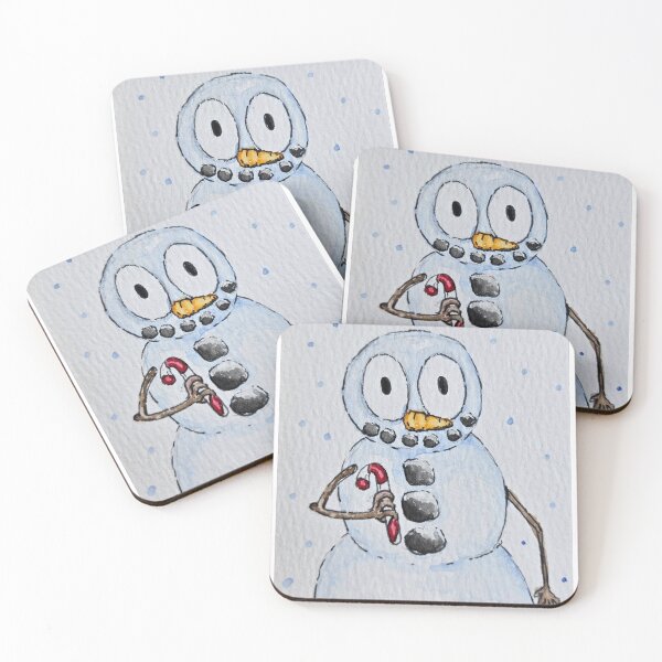 Item preview, Big eyed snowman watercolor designed and sold by HiddenHollowArt.