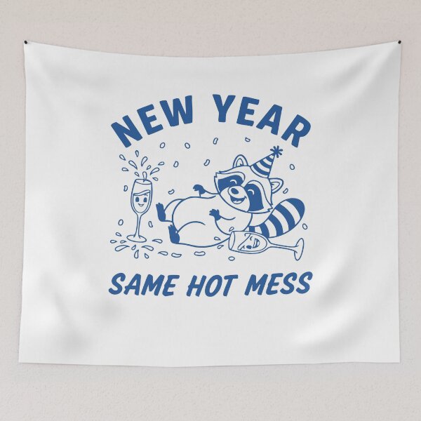 Item preview, New Year Same Hot Mess Raccoon Fun Party designed and sold by LuminOrb.