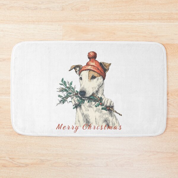 Item preview, Vintage fox terrier smooth Christmas dog illustration designed and sold by olenapetol.