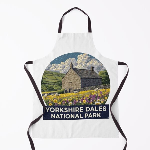 Item preview, Vintage Yorkshire Dales National Park Poster with Stone Barn and Wildflower Meadow designed and sold by Blurbean.