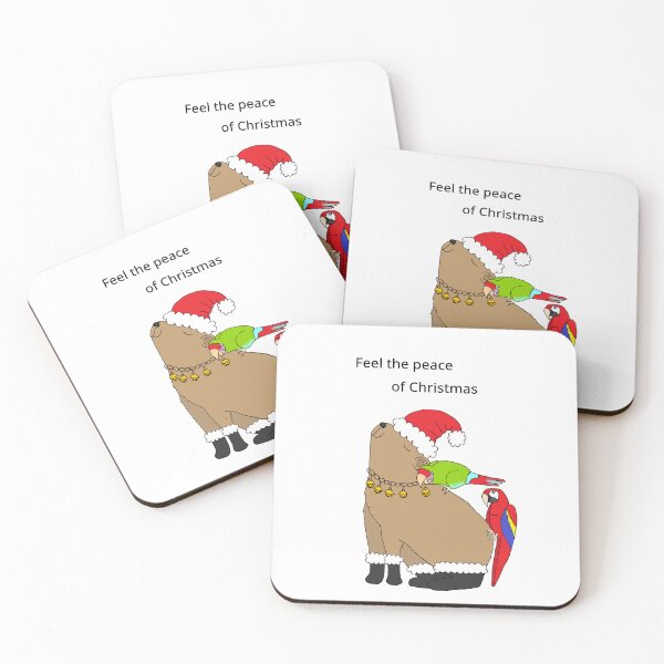 Item preview, Feel the Peace of the Santa Capybara with Two Mischievous Parrots Die Cut designed and sold by JoyousArt4u.
