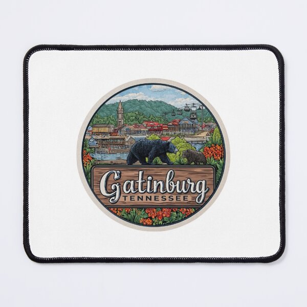 Item preview, Vintage Gatlinburg Tennessee Mountain Town Black Bear Travel Poster designed and sold by Blurbean.
