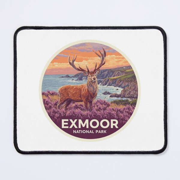 Item preview, Vintage Exmoor National Park Red Deer Stag Poster with Purple   Heather Moorland designed and sold by Blurbean.