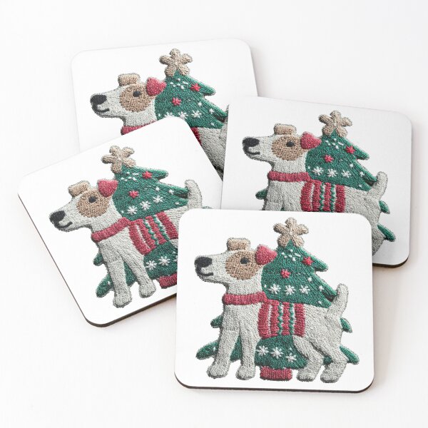 Artikelvorschau, Gestrickter Foxterrier, glatte Weihnachtsillustration entworfen und verkauft von olenapetol.