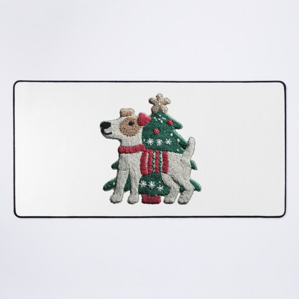 Item preview, Knitted fox terrier smooth Christmas illustration designed and sold by olenapetol.