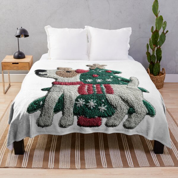 Item preview, Knitted fox terrier smooth Christmas illustration designed and sold by olenapetol.