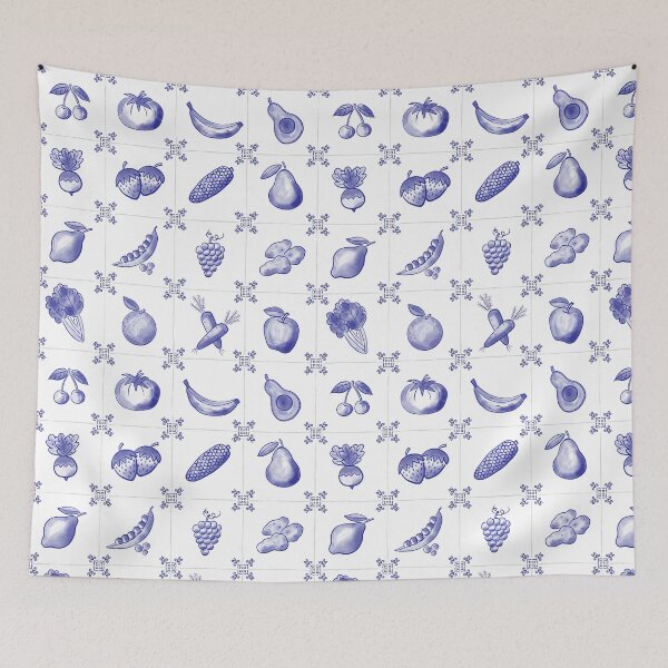 Item preview, Cobalt blue and white faux kitchen tiles designed and sold by FrancesPoff.