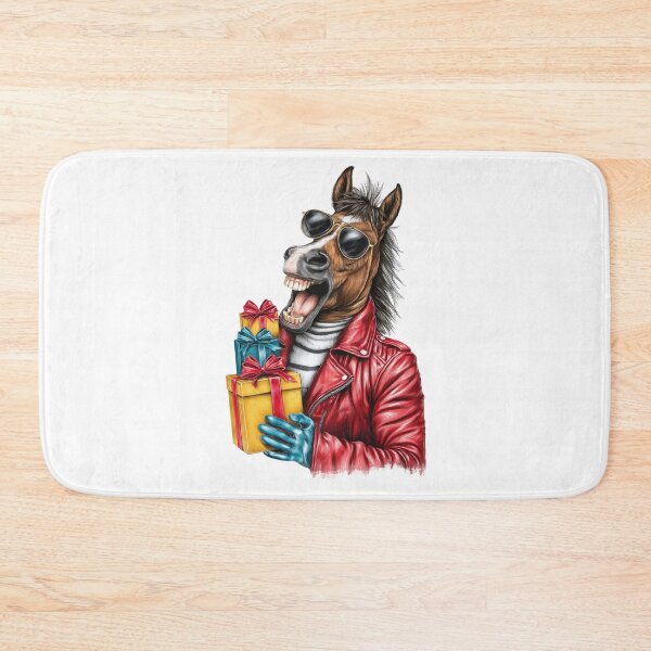 Item preview, Cool horse in leather jacket with Christmas gift designed and sold by olenapetol.