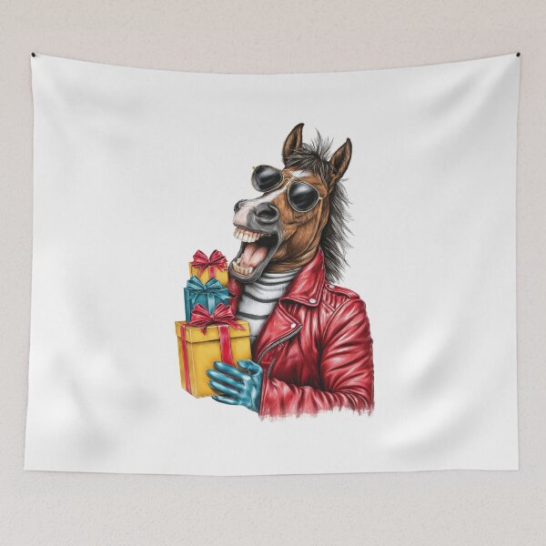 Item preview, Cool horse in leather jacket with Christmas gift designed and sold by olenapetol.