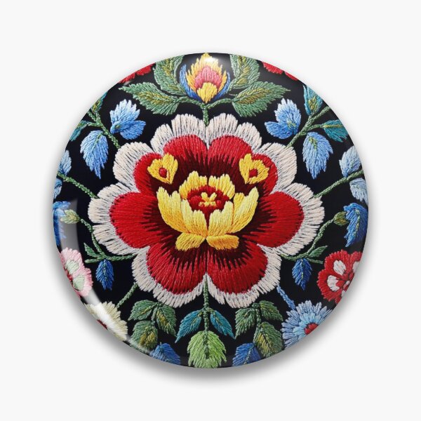 Item preview, Poland Folk Art Embroidery Floral Pattern designed and sold by Myra365Art.