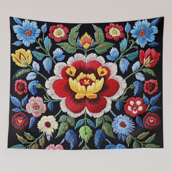 Item preview, Poland Folk Art Embroidery Floral Pattern designed and sold by Myra365Art.