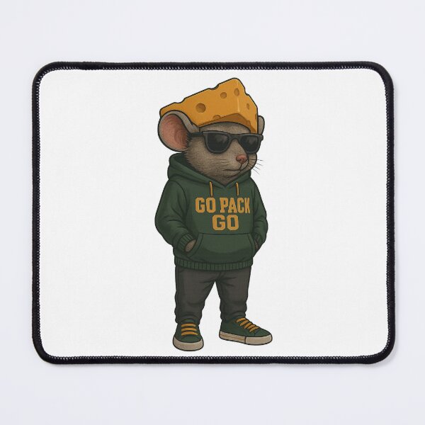 Item preview, Green Bay Packers Cheesehead Mouse in Green Hoodie – “GO PACK GO” designed and sold by UrbanBeastDesigns.